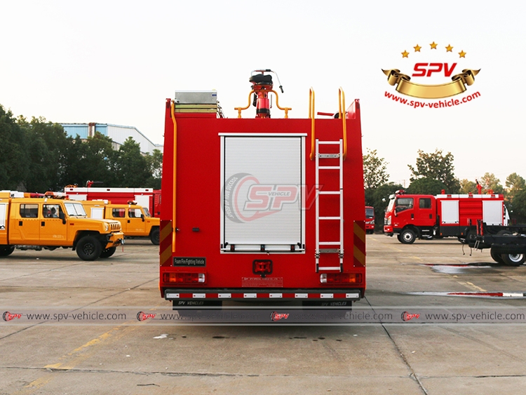 Sinotruk 6 CBM Fire Fighting Equipment - Rear Side View